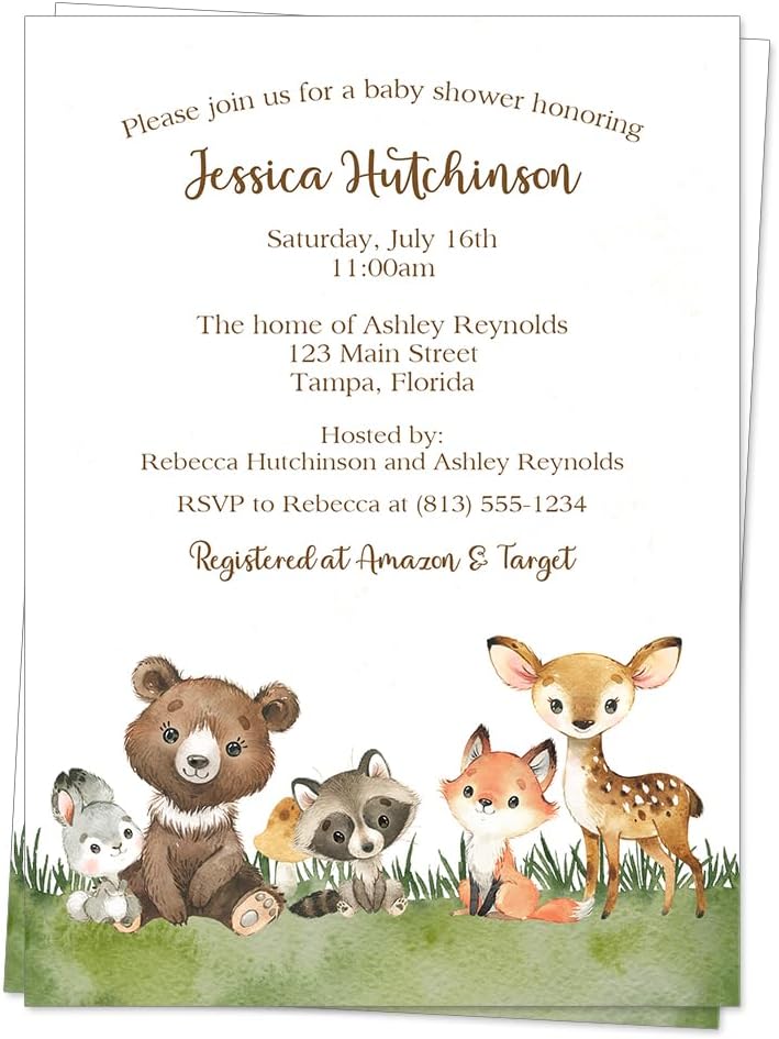 woodland baby shower invitations